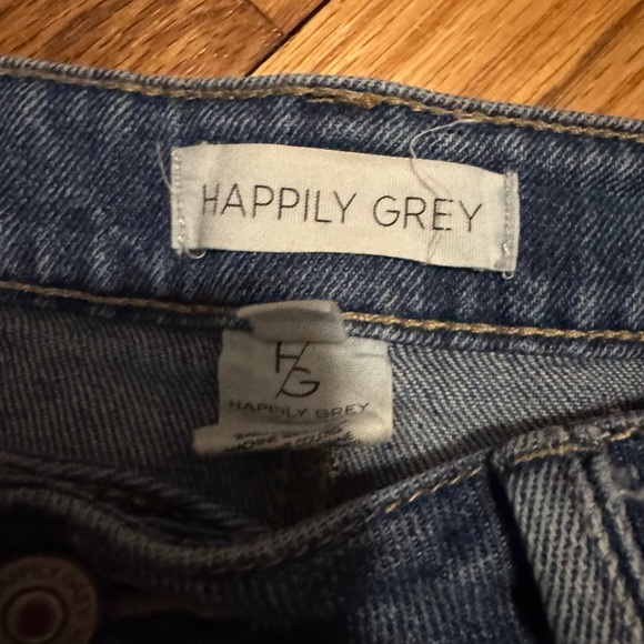 Happily Grey Distressed Frayed Hem Denim Jean Shorts - Picture 2 of 3